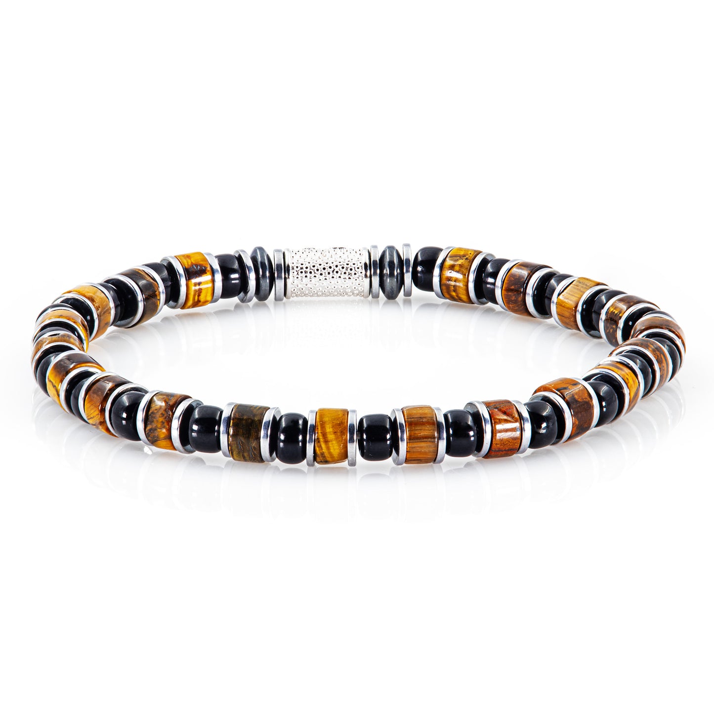 Tigerauge Miyuki Perlen 925 Sterling Silber Rohdiniert 6mm
