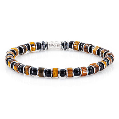 Tigerauge Miyuki Perlen 925 Sterling Silber Rohdiniert 6mm