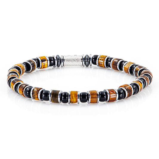 Tigerauge Miyuki Perlen 925 Sterling Silber Rohdiniert 6mm