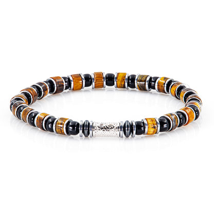 Tigerauge Miyuki Perlen 925 Sterling Silber Rohdiniert 6mm