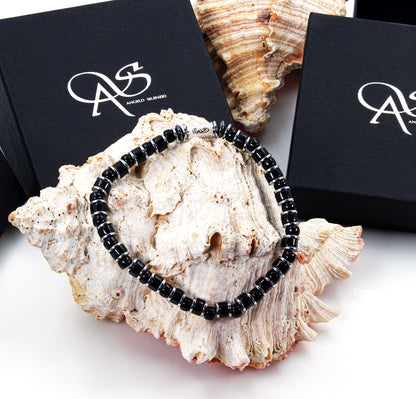 Black Onyx Miyuki Perlen 925 Sterling Silber Rohdiniert 6mm