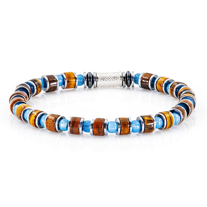 Tigerauge Miyuki Perlen 925 Sterling Silber Rohdiniert 6mm