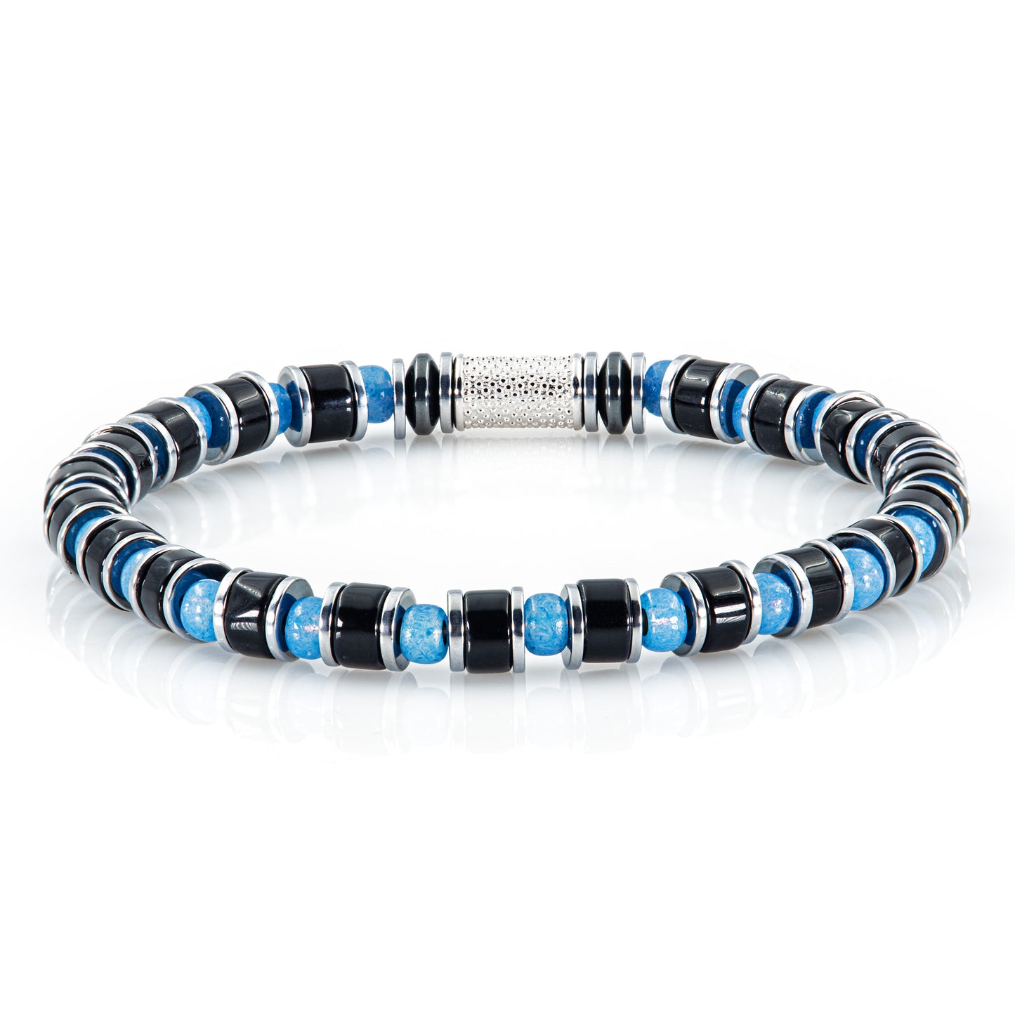 Black Obsidian Miyuki Perlen 925 Sterling Silber Rohdiniert 6mm