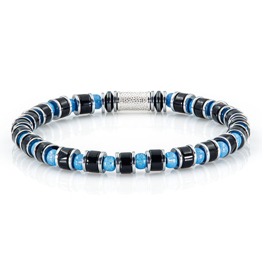 Black Obsidian Miyuki Perlen 925 Sterling Silber Rohdiniert 6mm