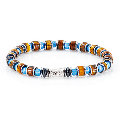 Tigerauge Miyuki Perlen 925 Sterling Silber Rohdiniert 6mm
