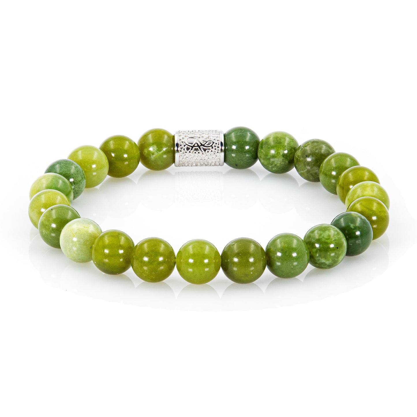 Grüner Nephrit Jade Perlen 925 Sterling Silber Rohdiniert