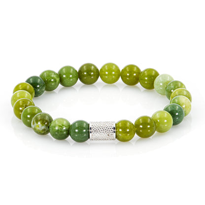 Grüner Nephrit Jade Perlen 925 Sterling Silber Rohdiniert