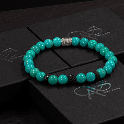 Grüner Türkis SilverLine Zirkon 8mm R 925 Sterling Silber Rohdiniert