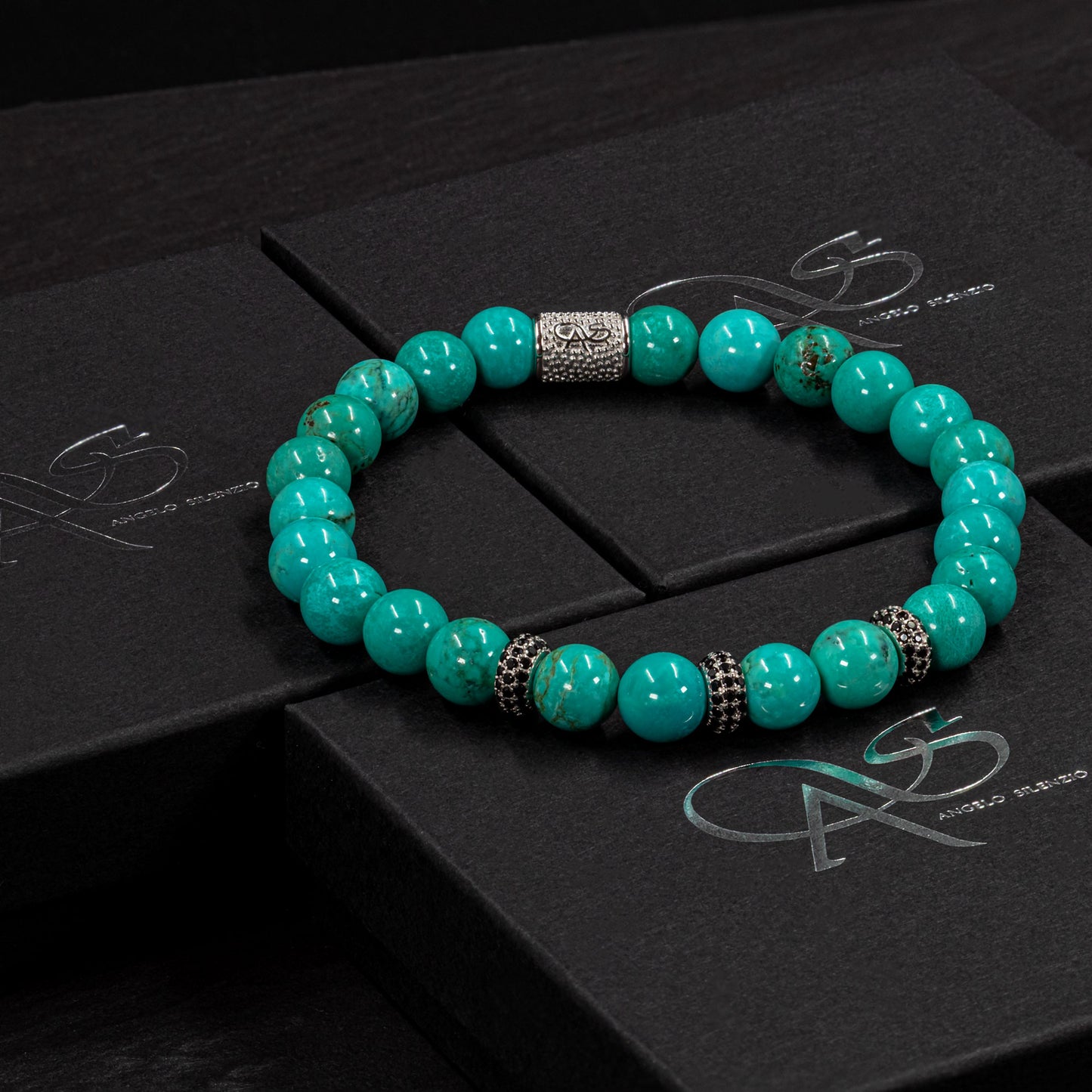 Grüner Türkis SilverLine Zirkon 8mm S 925 Sterling Silber Rohdiniert