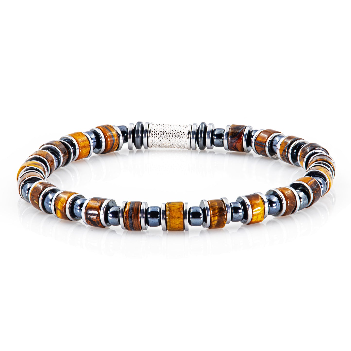 Tigerauge Miyuki Perlen 925 Sterling Silber Rohdiniert 6mm