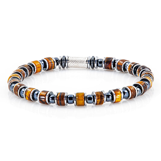 Tigerauge Miyuki Perlen 925 Sterling Silber Rohdiniert 6mm