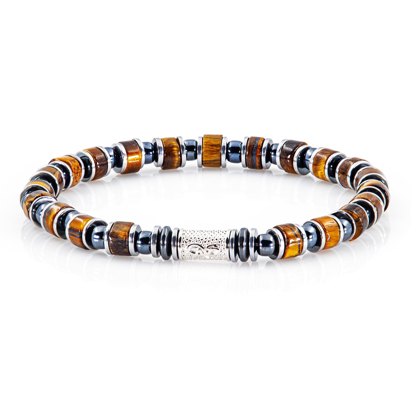 Tigerauge Miyuki Perlen 925 Sterling Silber Rohdiniert 6mm