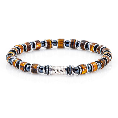 Tigerauge Miyuki Perlen 925 Sterling Silber Rohdiniert 6mm