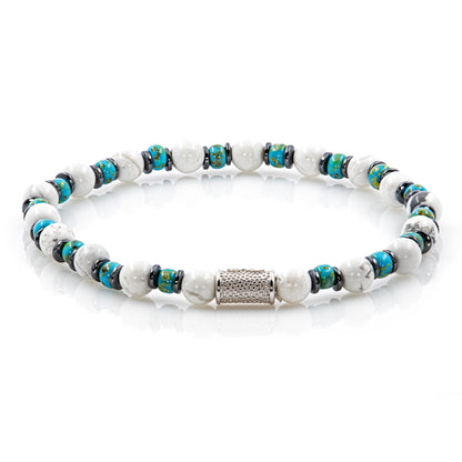 Howlith Perlen 6mm Miyuki Picasso Seaform Hämatit 925 Sterling Silber Rohdiniert