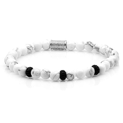 Howlith SilverLine Zirkon 6mm S 925 Sterling Silber Rohdiniert