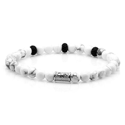 Howlith SilverLine Zirkon 6mm S 925 Sterling Silber Rohdiniert