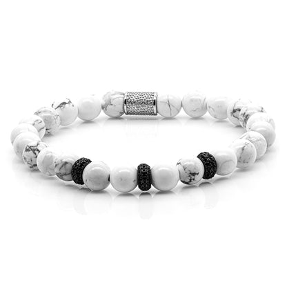 Howlith SilverLine Zirkon 8mm S 925 Sterling Silber Rohdiniert