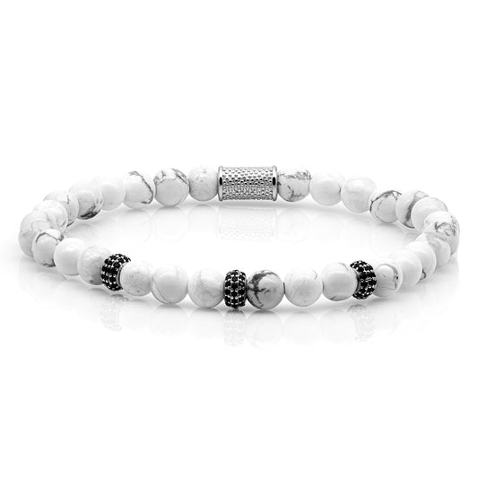 Howlith SilverLine Zirkon 6mm S 925 Sterling Silber Rohdiniert