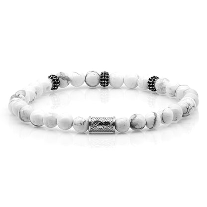 Howlith SilverLine Zirkon 6mm S 925 Sterling Silber Rohdiniert