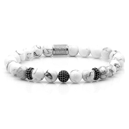 Howlith SilverLine Zirkon 8mm R 925 Sterling Silber Rohdiniert