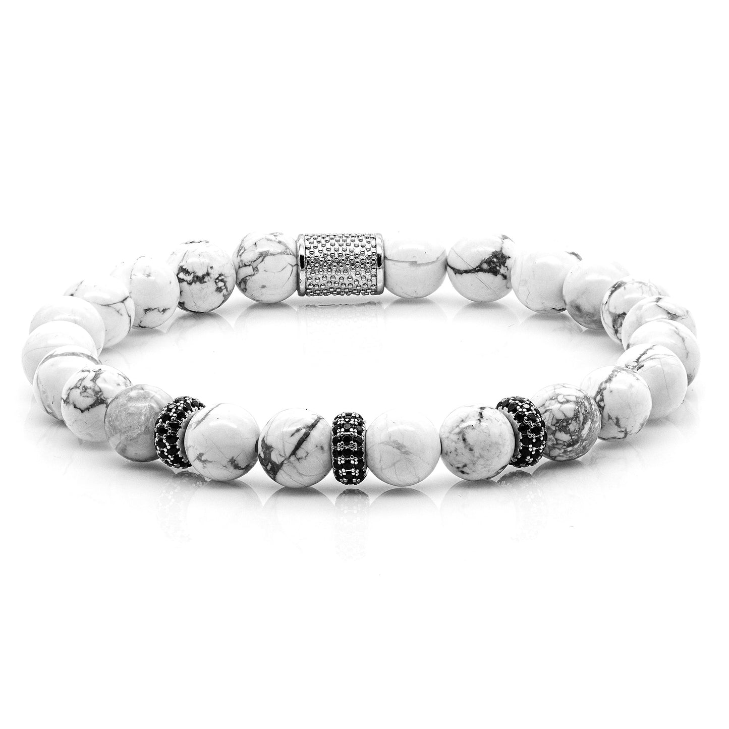 Howlith SilverLine Zirkon 8mm S 925 Sterling Silber Rohdiniert