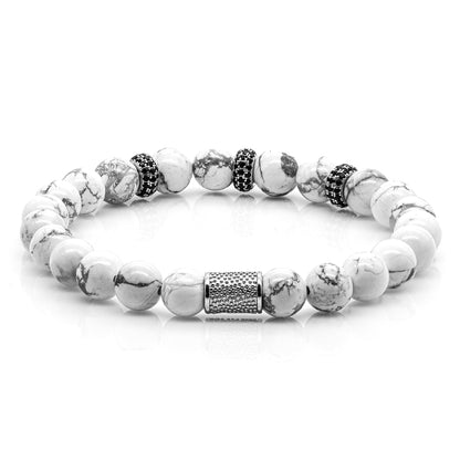 Howlith SilverLine Zirkon 8mm S 925 Sterling Silber Rohdiniert