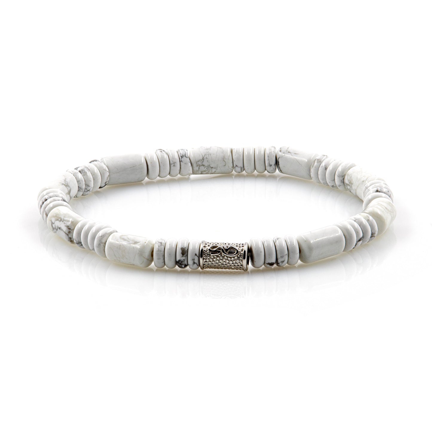 White Turquoise Perlen 6mm Disk 925 Sterling Silber