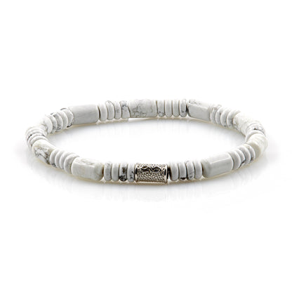 White Turquoise Perlen 6mm Disk 925 Sterling Silber