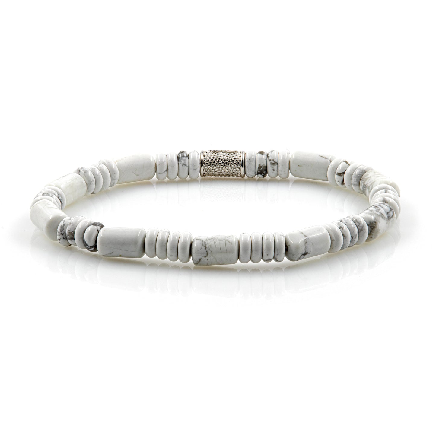 White Turquoise Perlen 6mm Disk 925 Sterling Silber