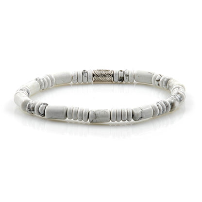 White Turquoise Perlen 6mm Disk 925 Sterling Silber