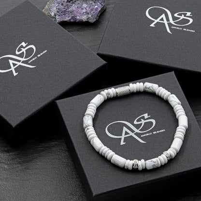 White Turquoise Perlen 6mm Disk Z 925 Sterling Silber