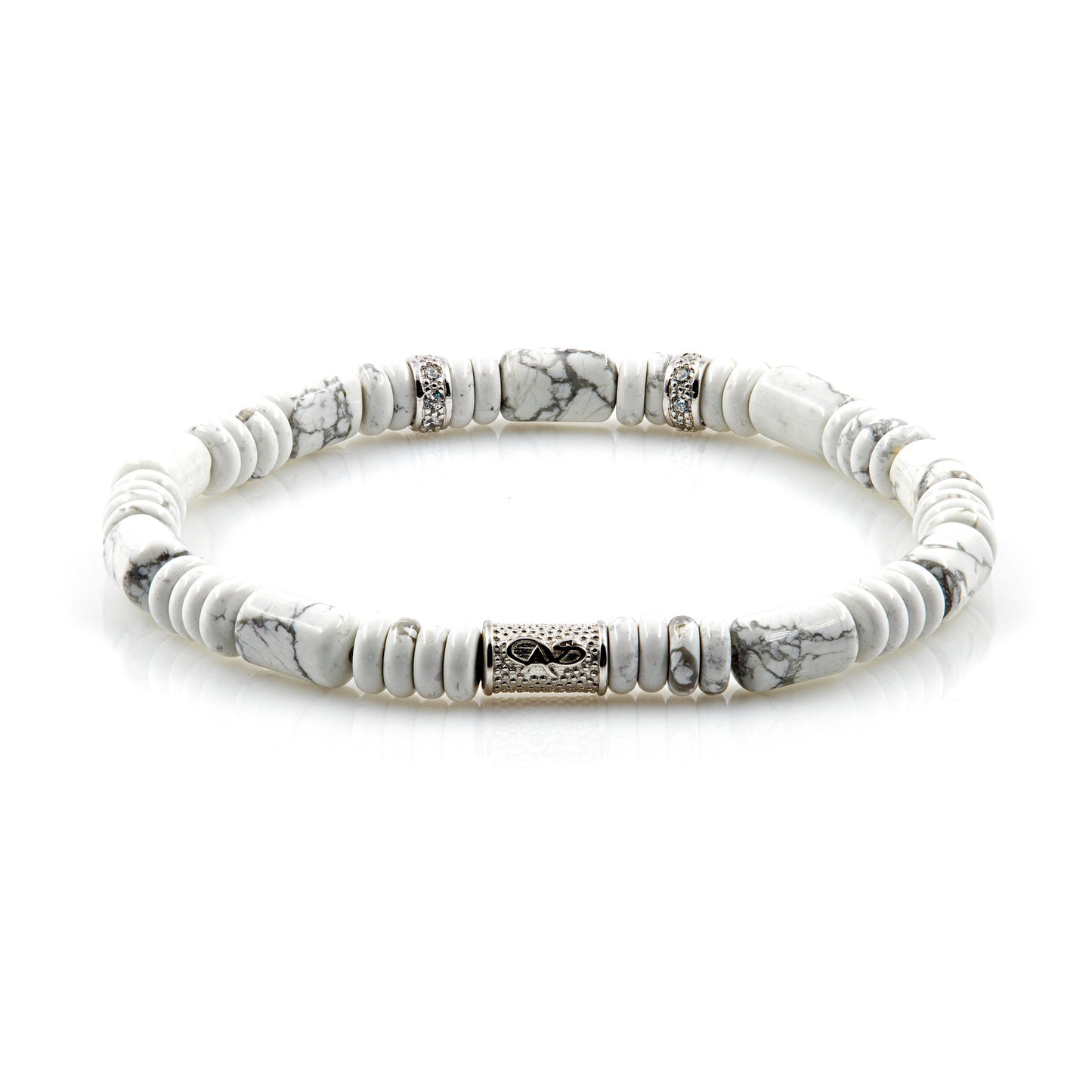 White Turquoise Perlen 6mm Disk Z 925 Sterling Silber
