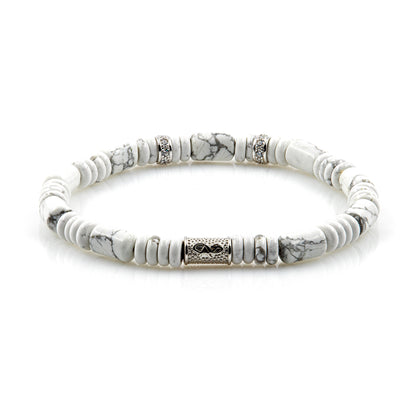 White Turquoise Perlen 6mm Disk Z 925 Sterling Silber