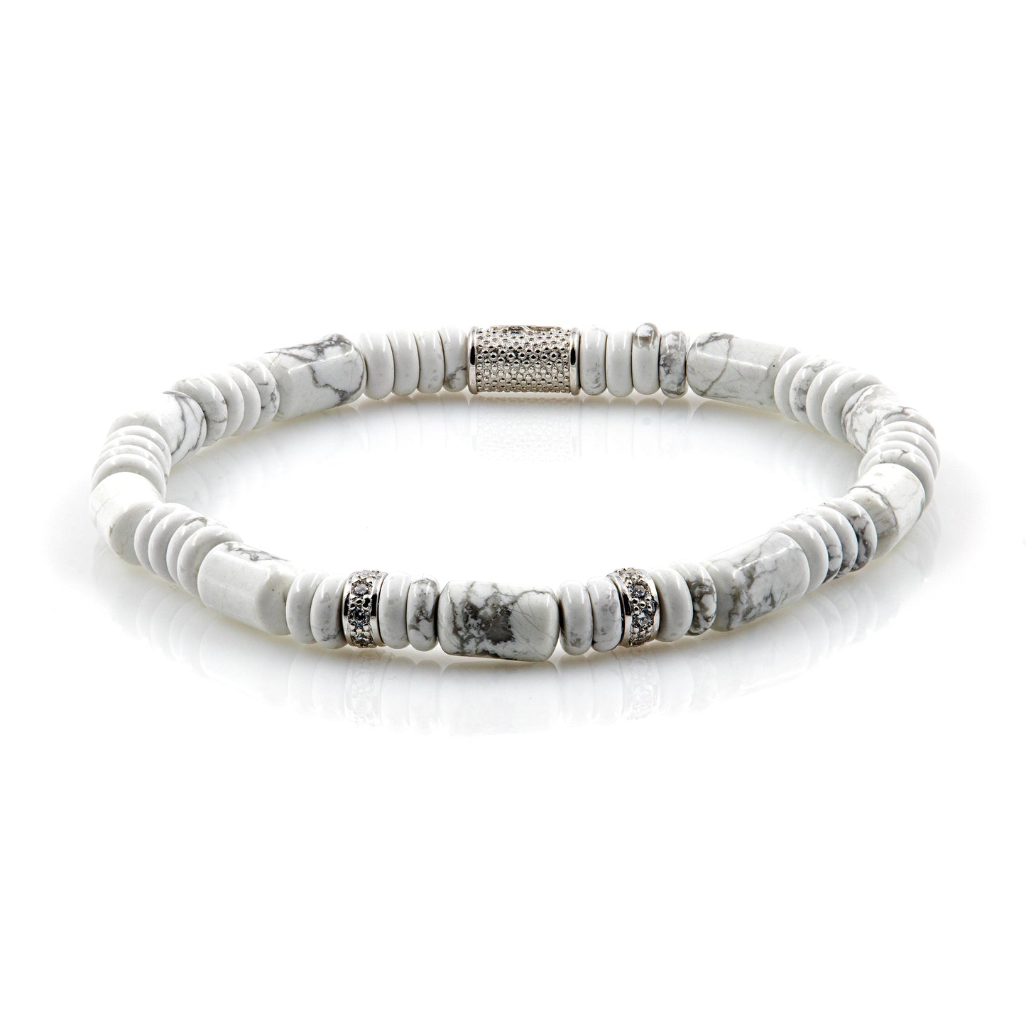 White Turquoise Perlen 6mm Disk Z 925 Sterling Silber