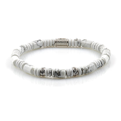 White Turquoise Perlen 6mm Disk Z 925 Sterling Silber