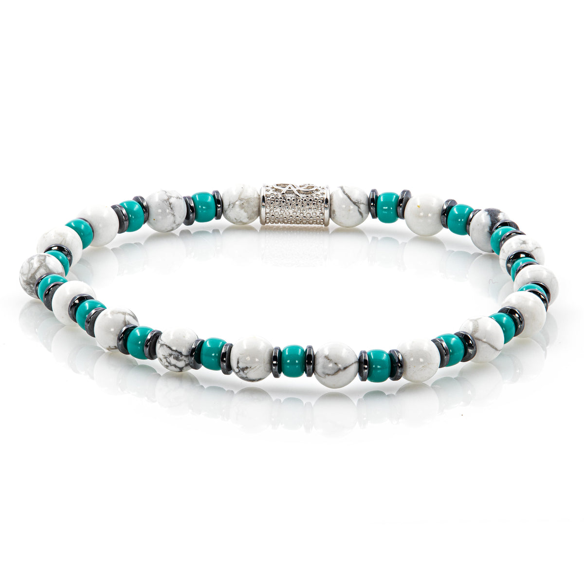 Howlith Perlen 6mm Miyuki Türkis Hämatit 925 Sterling Silber Rohdiniert