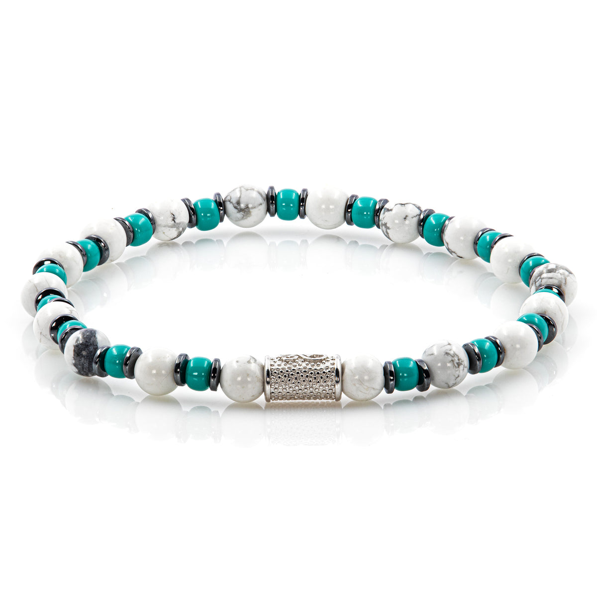 Howlith Perlen 6mm Miyuki Türkis Hämatit 925 Sterling Silber Rohdiniert