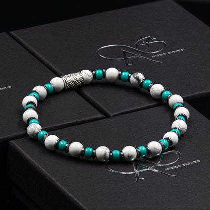 Howlith Perlen 6mm Miyuki Türkis Hämatit 925 Sterling Silber Rohdiniert