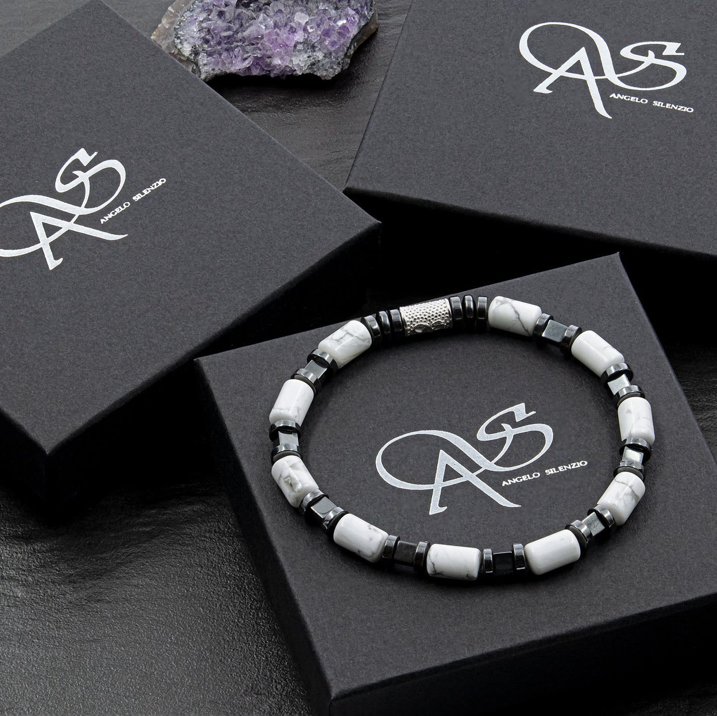 White Turquoise Perlen 6mm Cube Black 925 Sterling Silber