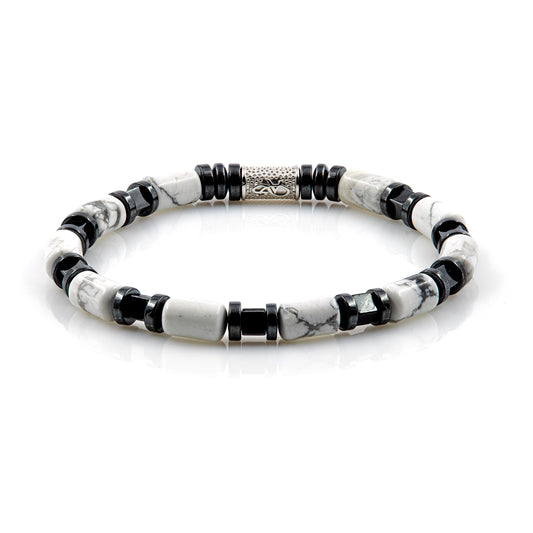 White Turquoise Perlen 6mm Cube Black 925 Sterling Silber