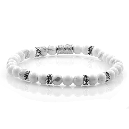 Howlith Silver Orzo 6mm 925 Sterling Silber Rohdiniert