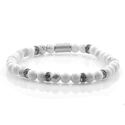 Howlith Silver Orzo 6mm 925 Sterling Silber Rohdiniert