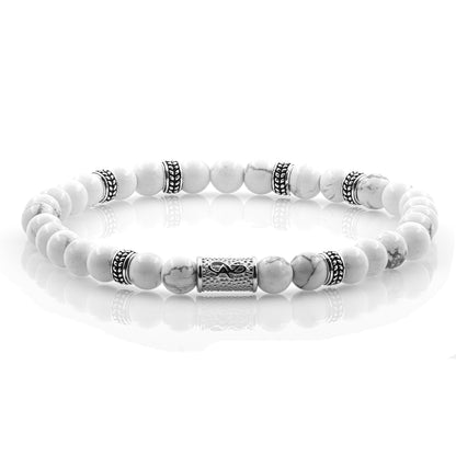Howlith Silver Orzo 6mm 925 Sterling Silber Rohdiniert