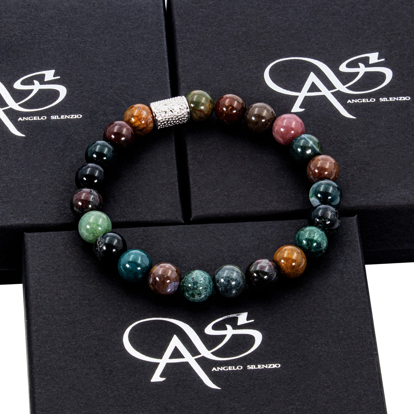 Indischer Achat Perlen 925 Sterling Silber Rohdiniert