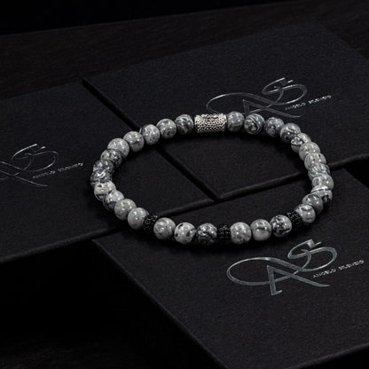 Jaspis SilverLine Zirkon 6mm S 925 Sterling Silber Rohdiniert