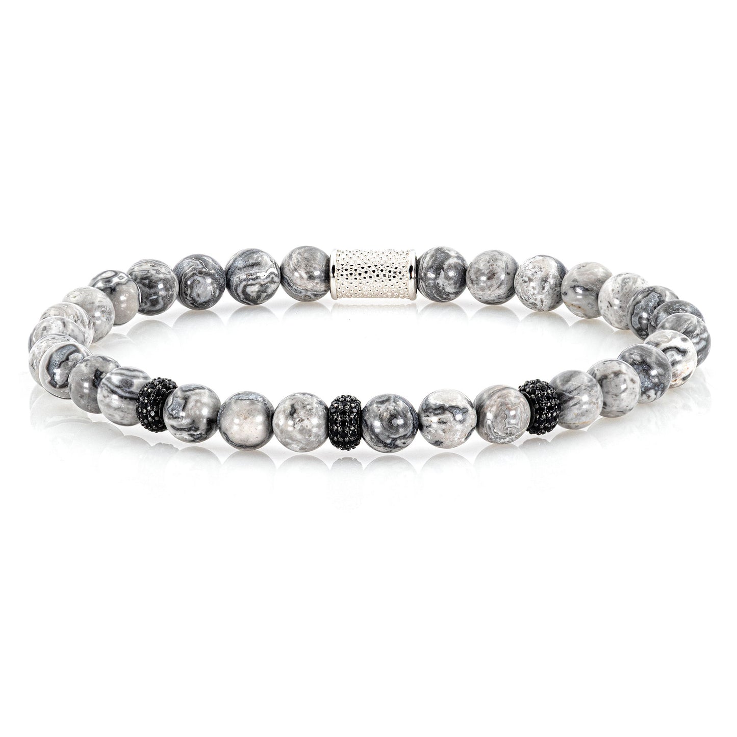 Jaspis SilverLine Zirkon 6mm S 925 Sterling Silber Rohdiniert
