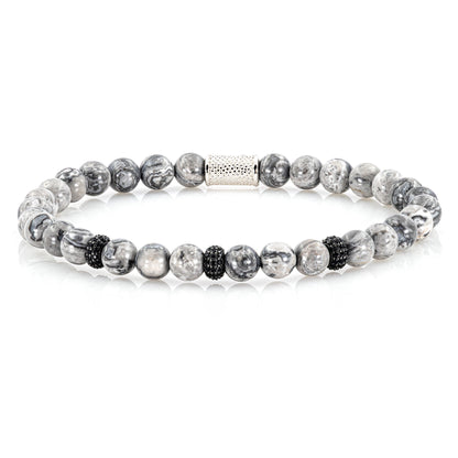 Jaspis SilverLine Zirkon 6mm S 925 Sterling Silber Rohdiniert