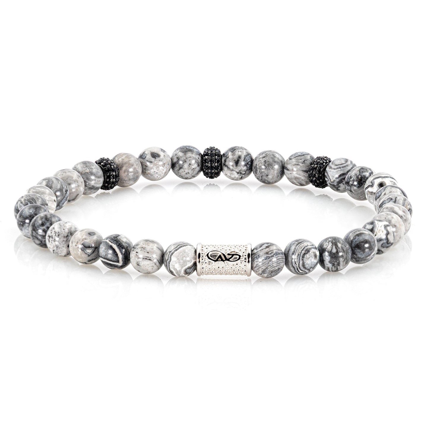 Jaspis SilverLine Zirkon 6mm S 925 Sterling Silber Rohdiniert