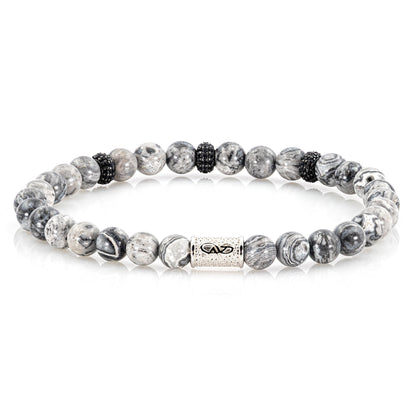 Jaspis SilverLine Zirkon 6mm S 925 Sterling Silber Rohdiniert