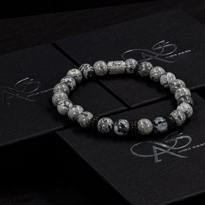 Jaspis SilverLine Zirkon 8mm S 925 Sterling Silber Rohdiniert